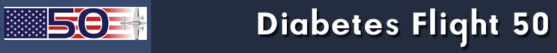 Diabetes Flight 50 plane and US flag logo